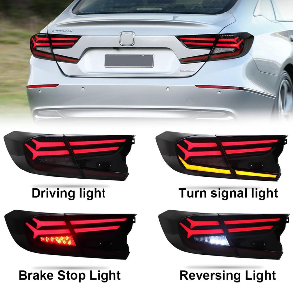 LED Tail Lights Assembly For Honda Accord 10th Gen 2018 2019 2020 2021 2022 2023 Fishbone Honda Accord taillight Assembly With Animation DRL Sequential Indicator Rear Lamps