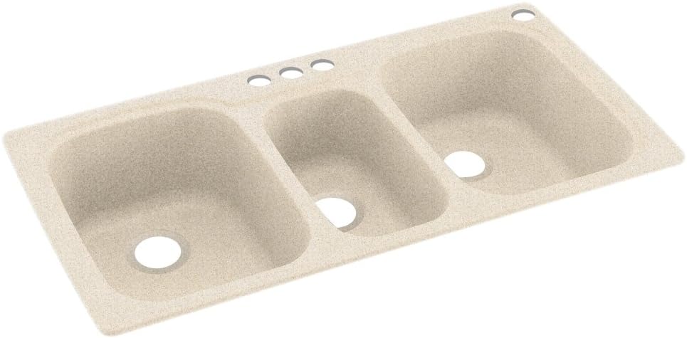 Swanstone KS04422TB.046-4 4-Hole Solid Surface Kitchen Sink, 44' x 22', Almond Galaxy