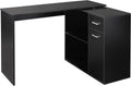 HOMCOM L Shaped Computer Desk, 180° Rotating Corner Desk with Storage Shelves, Drawer and Cabinet, Study Workstation for Home Office, 47.25'x19.75'x 53.75', Black