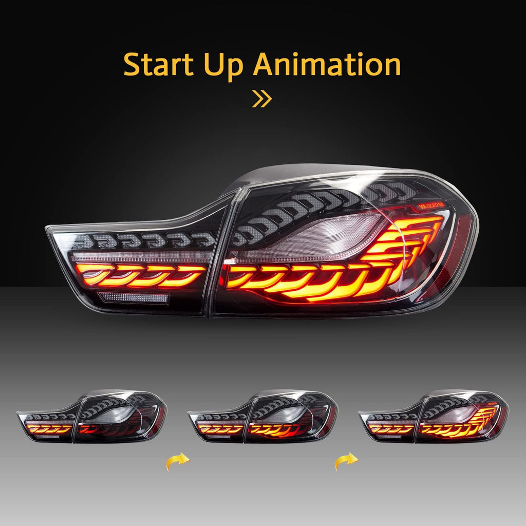 HCmotion Tail Lights For BMW 4 Series M4 F32 F33 F82 F36 F82 F83 Sedan/Convertible/Coupe 2014-2020, Rear Lamps With Start-up Animation & Sequential Indicator (Clear)