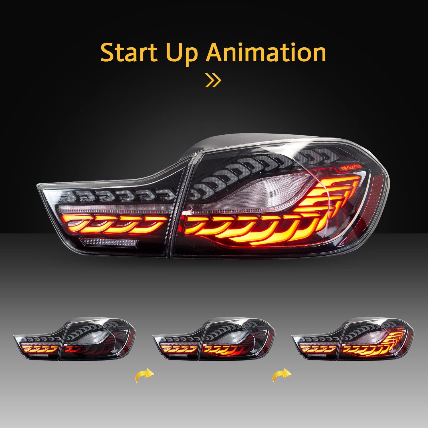 HCmotion Tail Lights For BMW 4 Series M4 F32 F33 F82 F36 F82 F83 Sedan/Convertible/Coupe 2014-2020, Rear Lamps With Start-up Animation & Sequential Indicator (Clear)