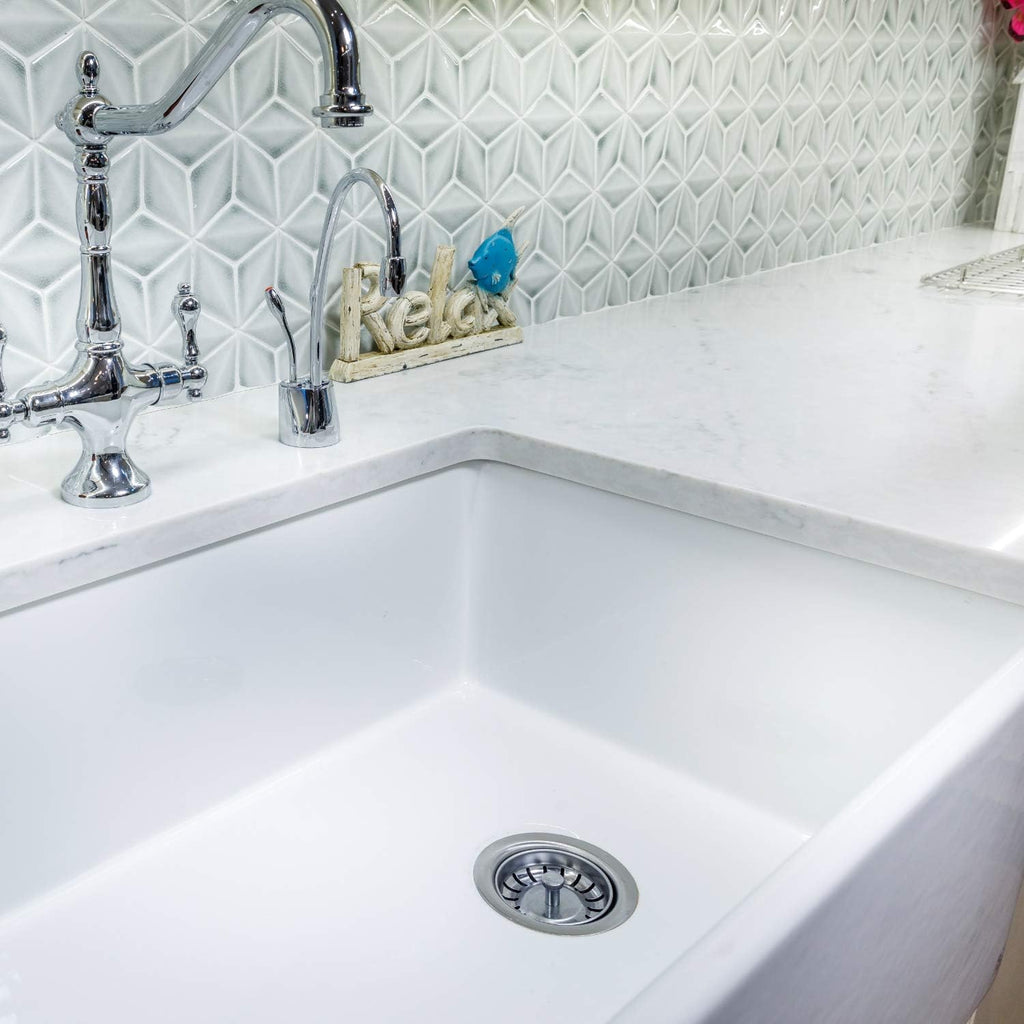 Fireclay Sink, Single Bowl Farmhouse Apron Kitchen Sink, White, (30')