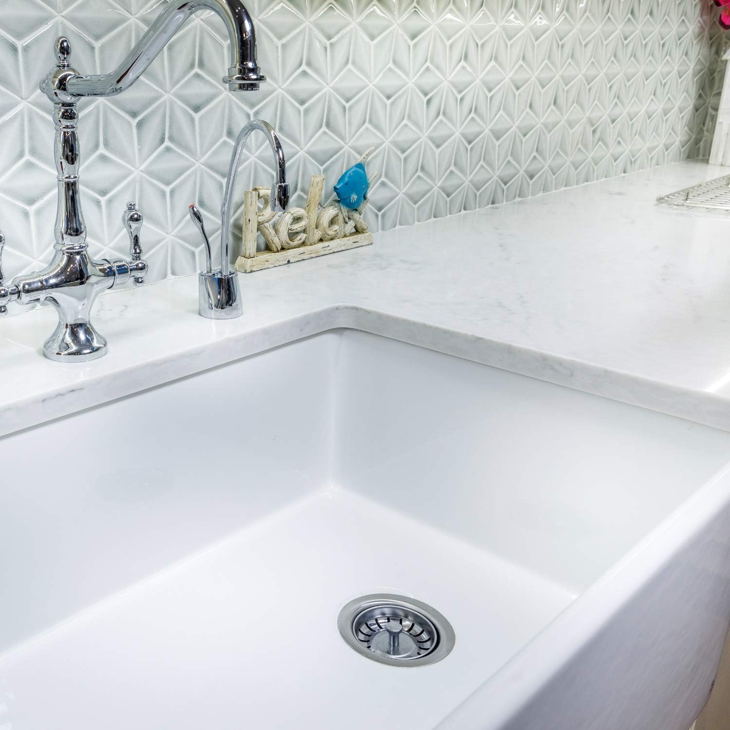 Fireclay Sink, Single Bowl Farmhouse Apron Kitchen Sink, White, (30')