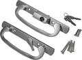 8.5' Legacy Sliding Patio Glass Door Offset Latch Chrome Grey Handle Set with Keys - Sash Controls 2265 Keyed Lock - Fits 3-15/16' Screw Hole Spacing and 1-1/4' to 2-1/4' Door Thickness