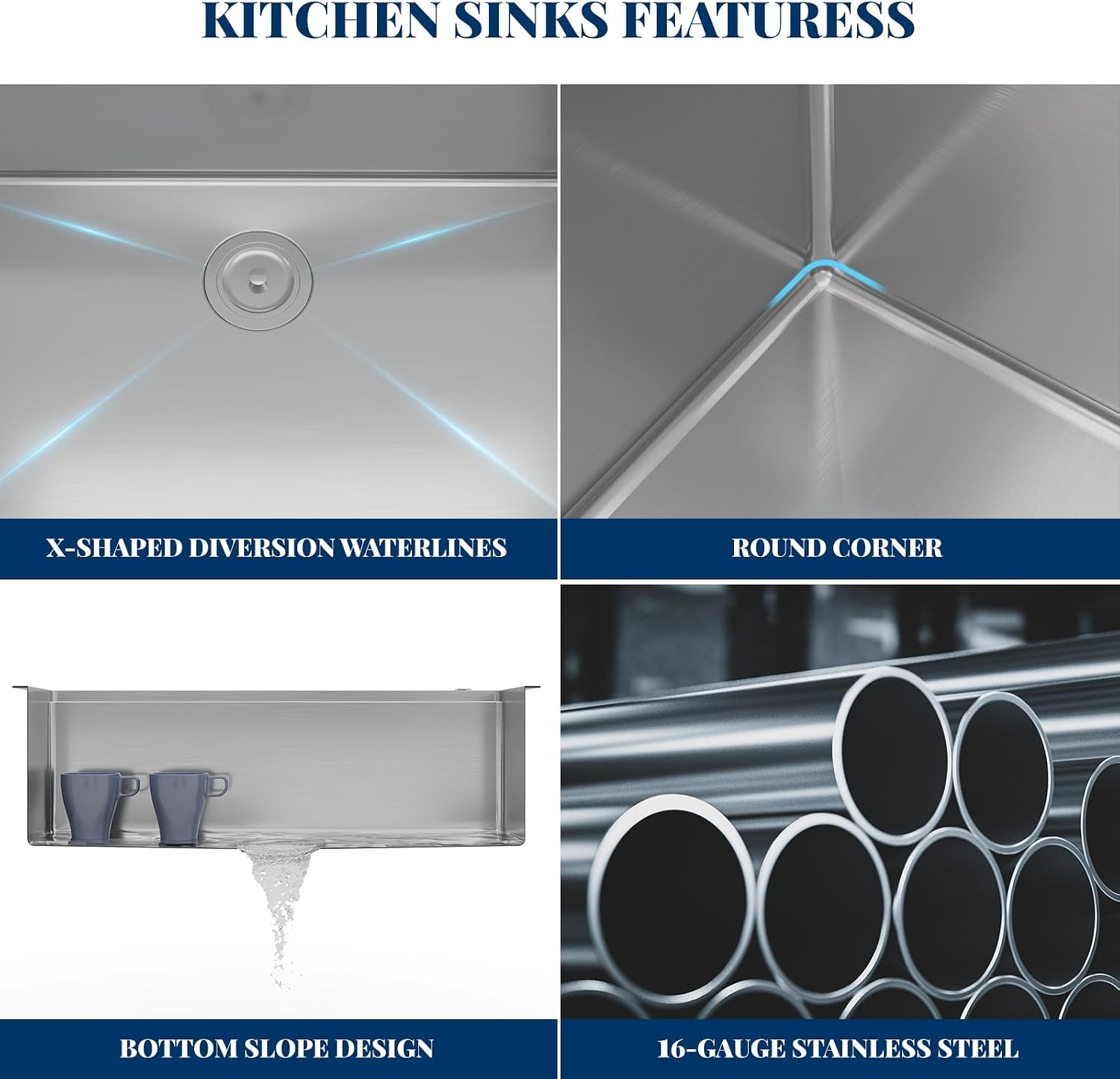 30 x 19 Drop-In Workstation Kitchen Sink – 16 Gauge Stainless Steel Topmount Sink, 10' Deep Undermount Single Bowl & 6 Accessories