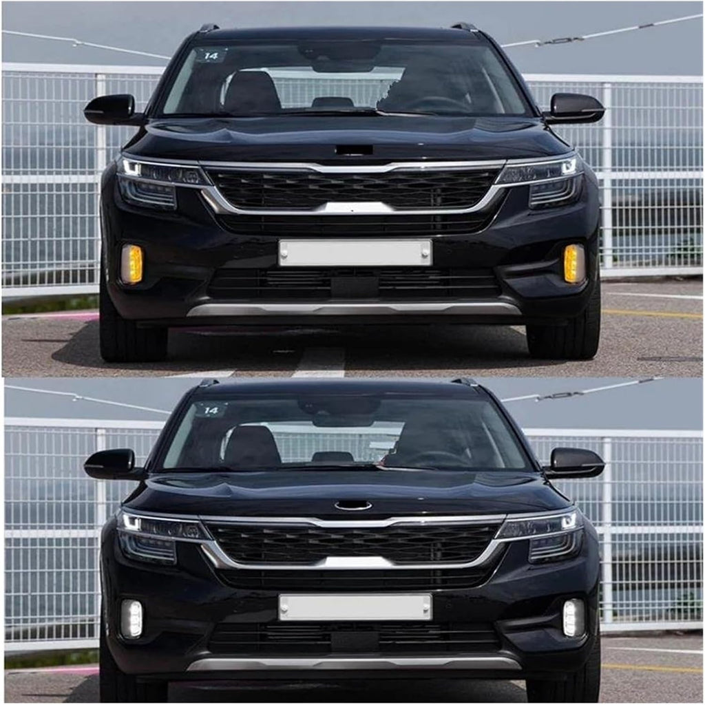Car Front Head Light for Kia for Seltos for KX3 2020 2021 Turn Signal Indicator Fog Lamp,White and Yellow Light Car LED DRL Daytime Running Light Headlight