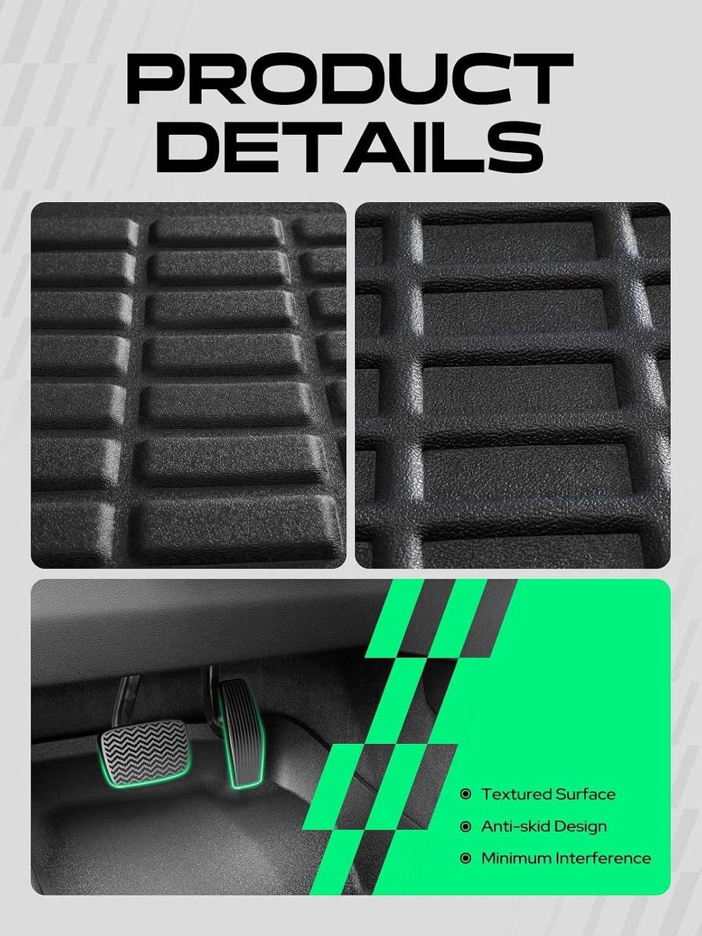 YHTAUTO Floor Mats Fit 2017-2025 Mazda CX-5, TPE All Weather Car Mats Waterproof Anti-Slip Odorless Floor Liner, Interior Accessories, 1st & 2nd Row, Set of 3