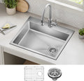 KRAUS Fairlane 25-inch ADA Compliant Drop In/Top Mount Single Bowl 18-Gauge Stainless Steel Kitchen Sink, KHT641-25-5.5