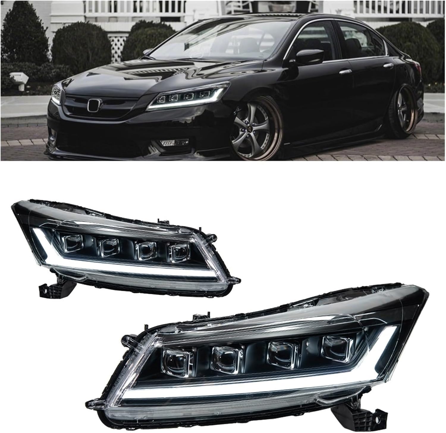 Car Lights Compatible With Accord 8th 2008-2012 G8 LED Auto Headlights Assembly Upgrade Dynamic Signal Lamp Projector 4 Lens Accessories