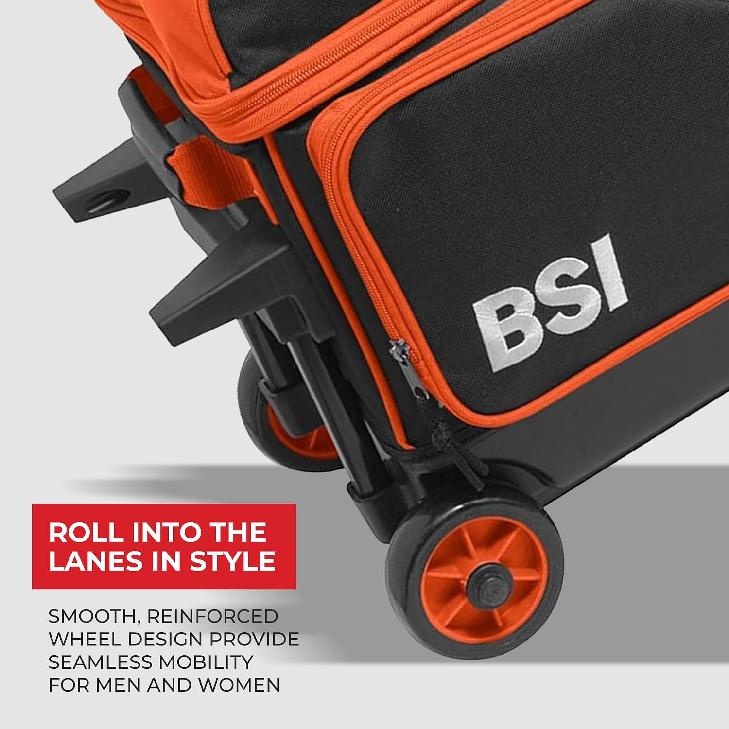 BSI Dash Roller Bowling Bag with Smooth Rolling Wheels, Padded Ball Compartment, Retractable Locking Handle, & Shoe Pocket