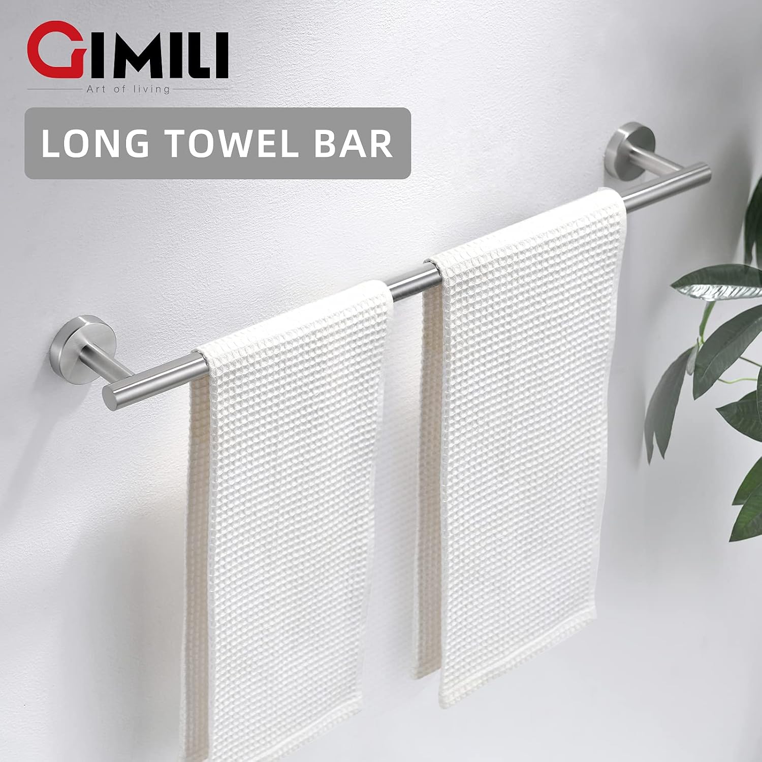 GIMILI 2 Pack 4 Piece Bathroom Hardware Set Brushed Nickel,Stainless Steel Bathroom Accessories Set, Towel bar Kit Wall Mounted, Toilet Paper Holder, Towel Bars, Robe Hook,Towel Rails and Rings