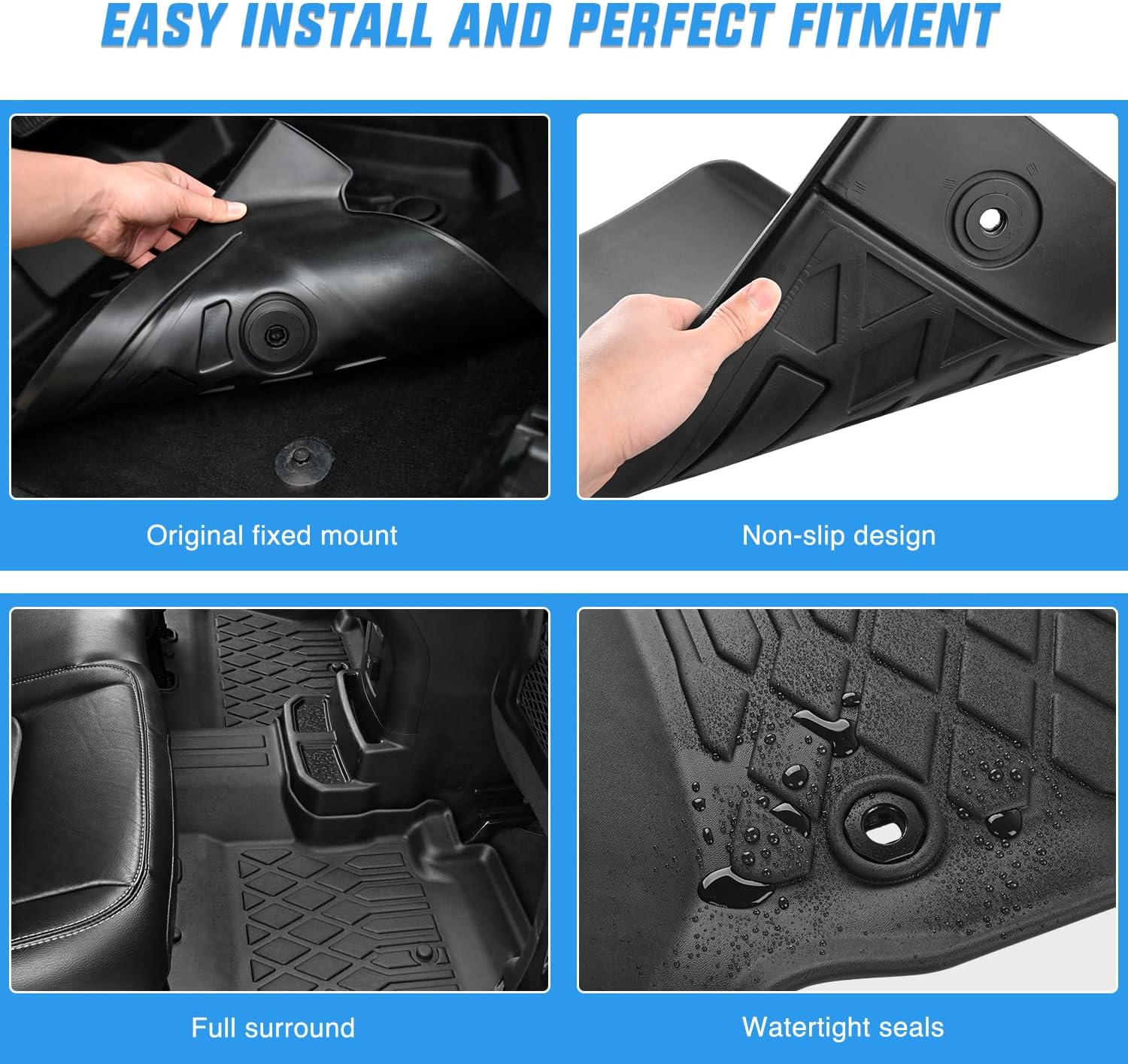 Nilight TPE Floor Mats for Honda Pilot 7 Passenger 2016 2017 2018 2019 2020 2021 2022,All Weather Custom Fit Heavy Duty Floor Liners