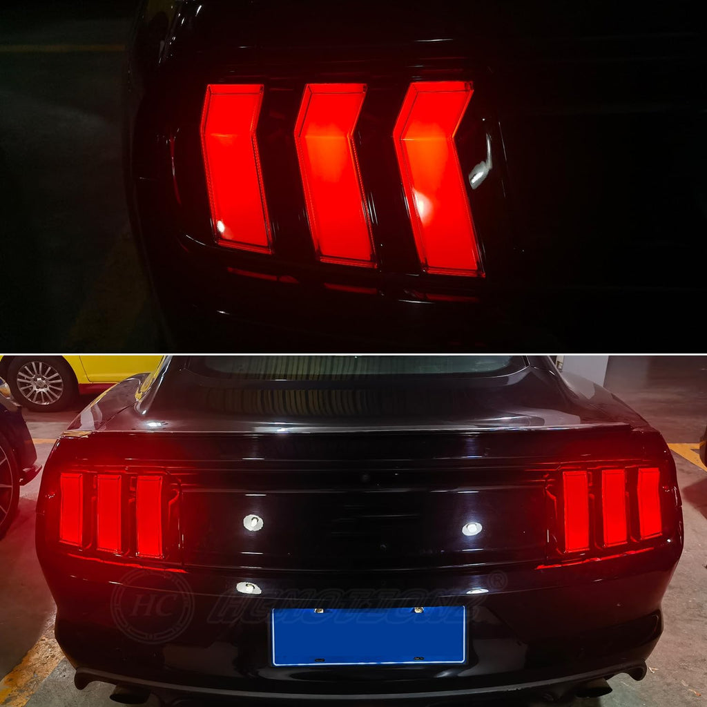 HCmotion Tail Lights For Ford Mustang Euro 2015-2023 (6 Lighting Modes), Start UP Animation With Sequential Turn Signal Rear Lamp Kit(Clear)