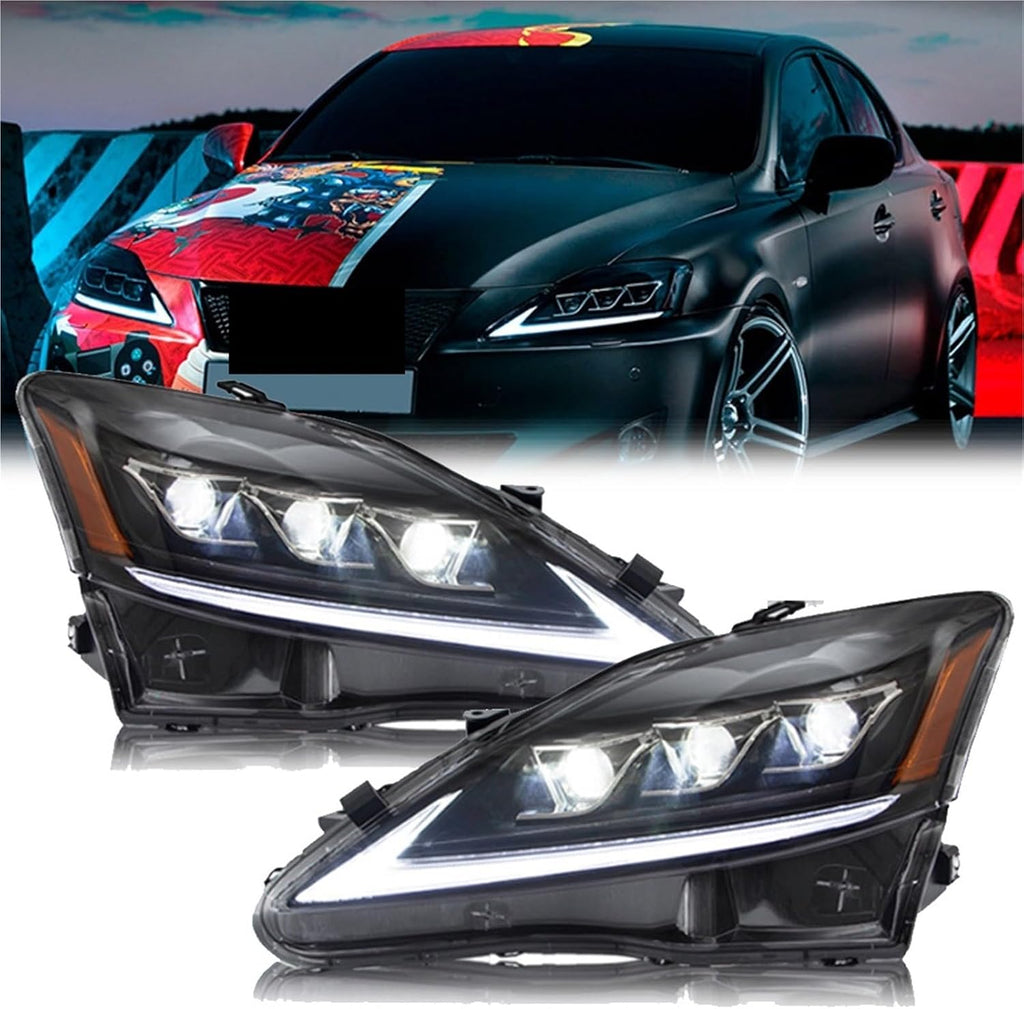 VIDI Car Lights LED Headlights,Compatible With Lexus IS IS250 IS250C IS350 IS350C IS220d 2006-2012, ISF 2008-2014 Sequential Indicator Projector(Left hand Drive)