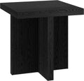 Henn&Hart 22' Fluted Scandinavian Square End Table, Ribbed Side Table, Nightstand for Living Room, Office, Family Room, or Bedroom, Natural Black