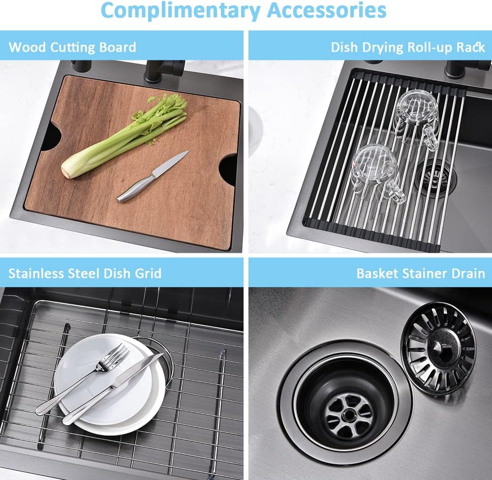 Drop In Bar Sink Black-Bokaiya 15x15 Inch Small Drop In Kitchen Sink Stainless Steel Wet Bar Outdoor Sink 16 Gauge Top Mount Single Bowl Basin with Cutting Board