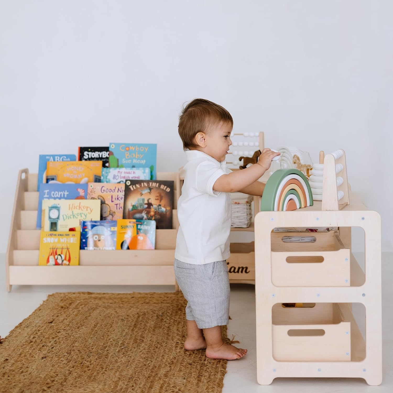 Montessori Bookshelf + Small Toy Shelf + Corner Toy Shelf, Wooden Shelf, Kids Bookcase, Toy Storage, Kids Furniture, Montessori Shelf (ONLY Toy Shelf)