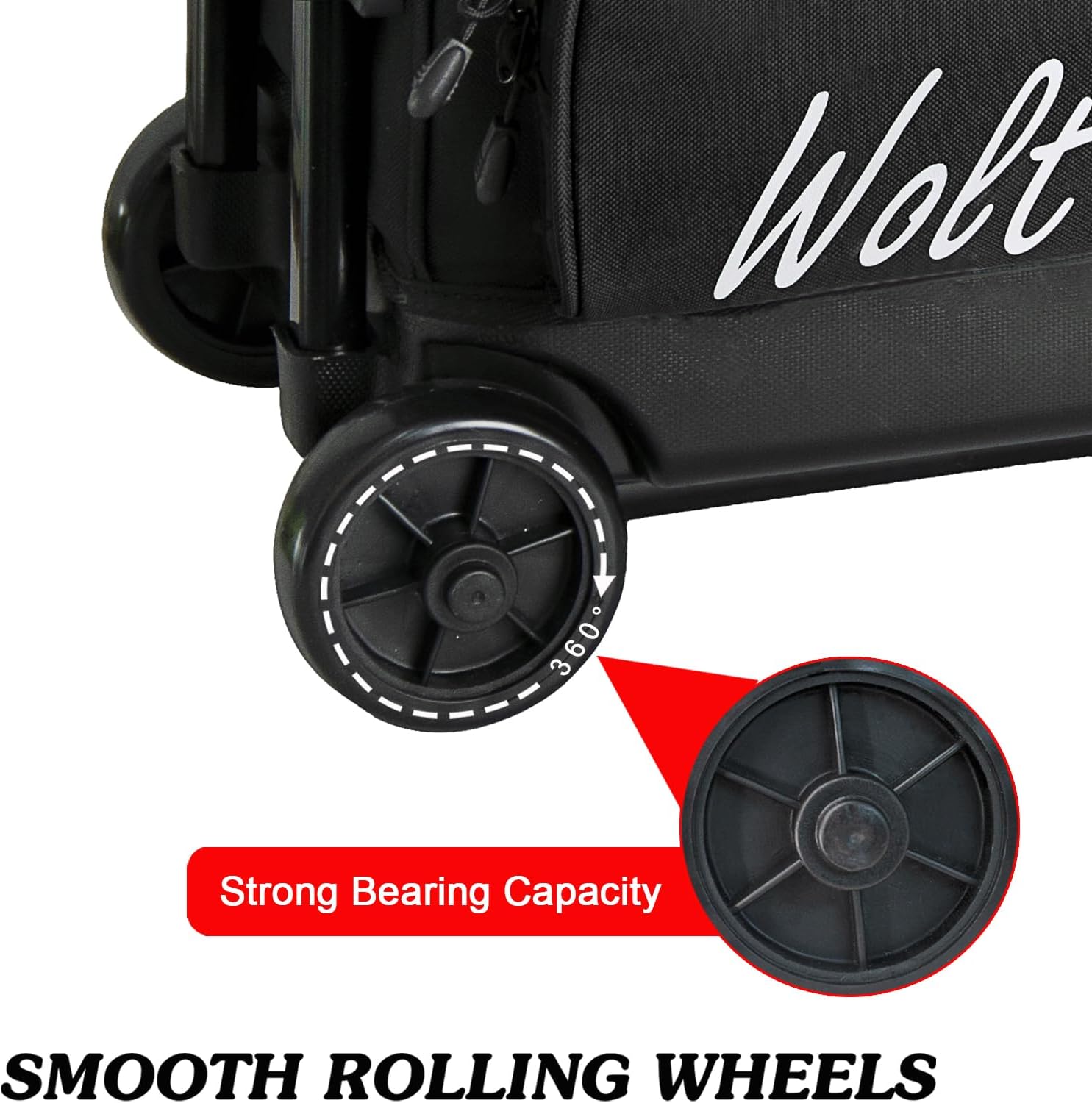 WOLT 3 Ball Bowling Bags with Wheels,Bowling Ball Bag 3 Ball Roller with Separate Shoe Compartment and Accessory Pocket, Retractable Handle Extends to 38''