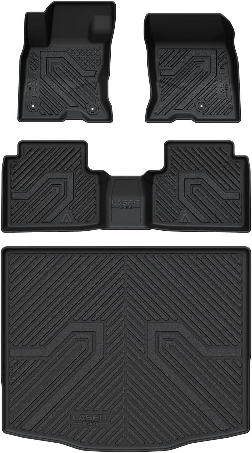 LASFIT Floor Mats and Cargo Liner for Ford Escape Hybrid 2020-2025 2026(NOT for Gasoline Models) All Weather Protector TPE Custom Fit Car Floor Liners, 1st & 2nd Row & Trunk Set, 4PCS Black