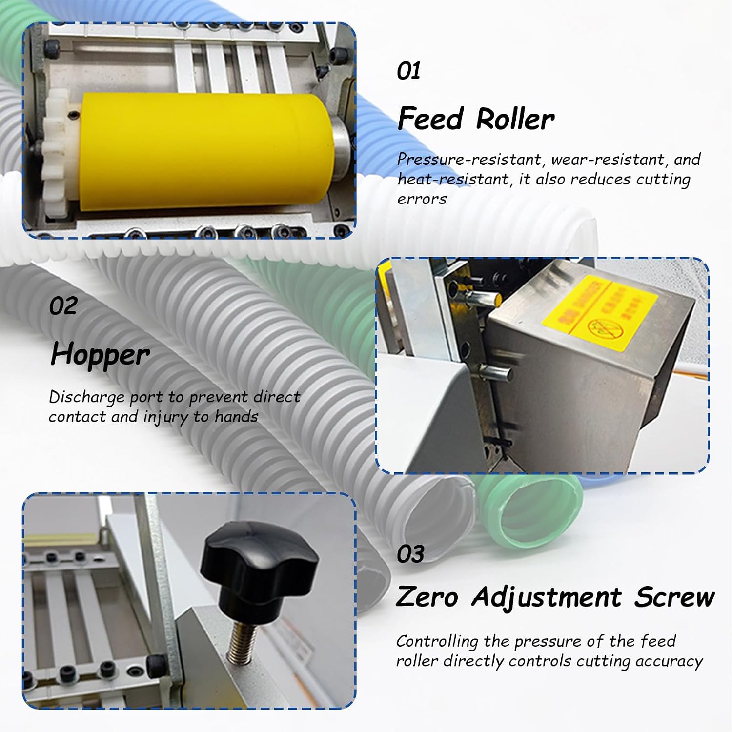Heat-Shrink Tube Cutting Machine, Electric Tube Cable Pipe with LCD Display, Cutting Length 1-9999.9mm, for Sleeve Rubber/Plastic Tube, Safe to Use 300D