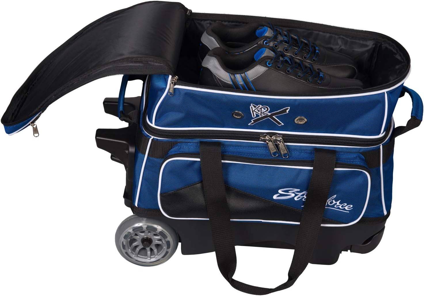 KR Strikeforce Royal Flush Double Roller Bowling Bag with Deluxe Features and Smooth Ride
