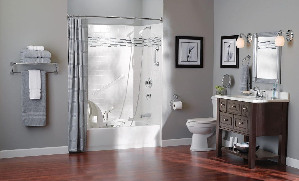 Moen YB2894CH Eva 24-Inch Wide Bathroom Hotel-Style Towel Shelf with Towel Bar, Chrome