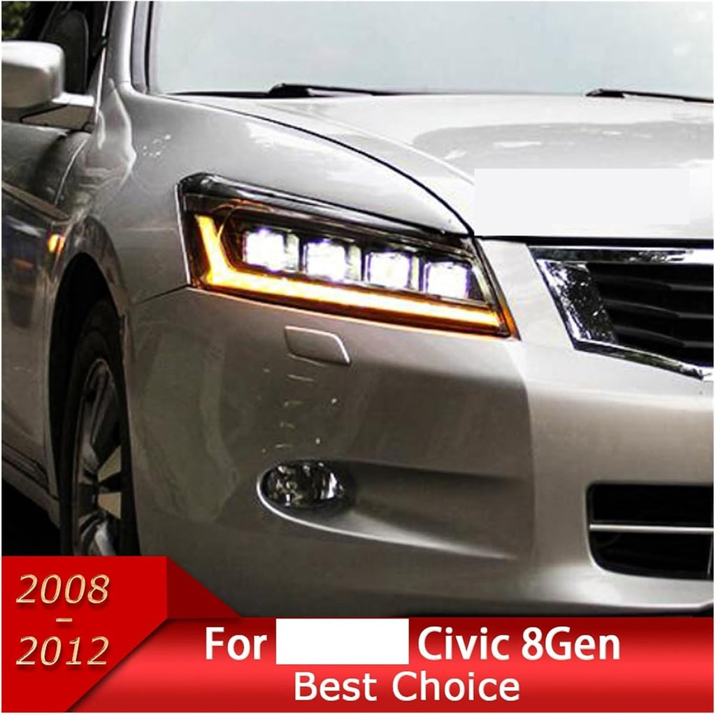 Car Lights Compatible With Accord 8th 2008-2012 G8 LED Auto Headlights Assembly Upgrade Dynamic Signal Lamp Projector 4 Lens Accessories