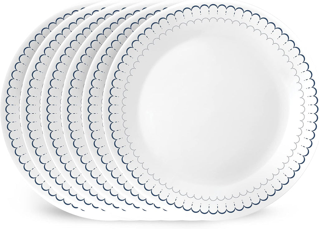Corelle 18-Piece Dinnerware Set, Service for 6, Lightweight Round Plates and Bowls Set, Caspian & 6-Piece 10.25' Dinner Round Plates, Vitrelle Triple Layer Glass, Caspian