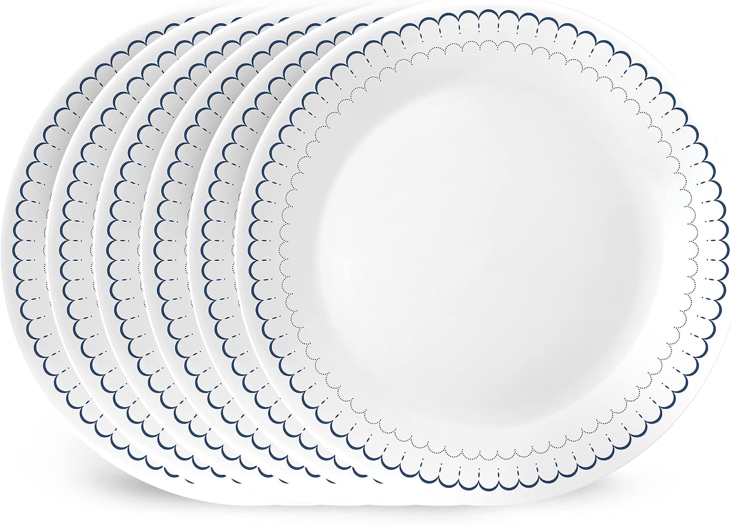 Corelle 18-Piece Dinnerware Set, Service for 6, Lightweight Round Plates and Bowls Set, Caspian & 6-Piece 10.25' Dinner Round Plates, Vitrelle Triple Layer Glass, Caspian