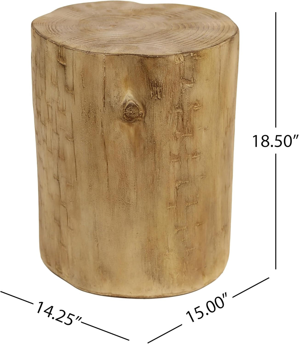 Christopher Knight Home Round Side Table, Outdoor Side Table, Accent End Table, Patio Side Table with Wood Like Finish Modern Design Ideal for Patio Garden Balcony Living Room, Light Brown