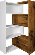Expandable 3-in-1 Convertible Bookcase with Adjustable Width, Corner & Straight Shelf Design, 4-Tier Modern Storage Organizer, Space-Saving (Black + Retro, 23.6' × 11.8' × 63.0')