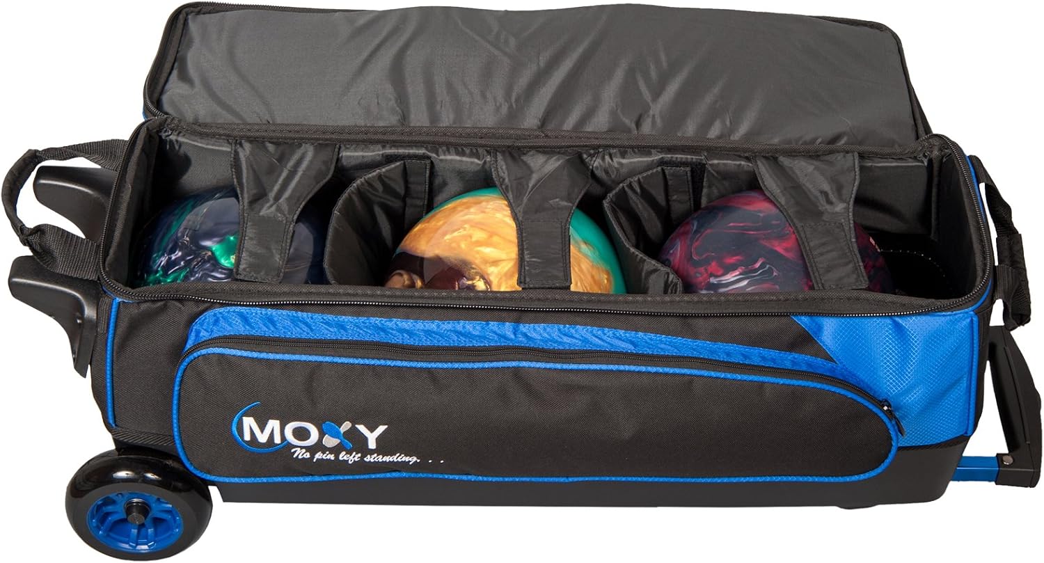 Moxy Bowling Products Blade Triple Roller Bowling Bag- Royal/Black