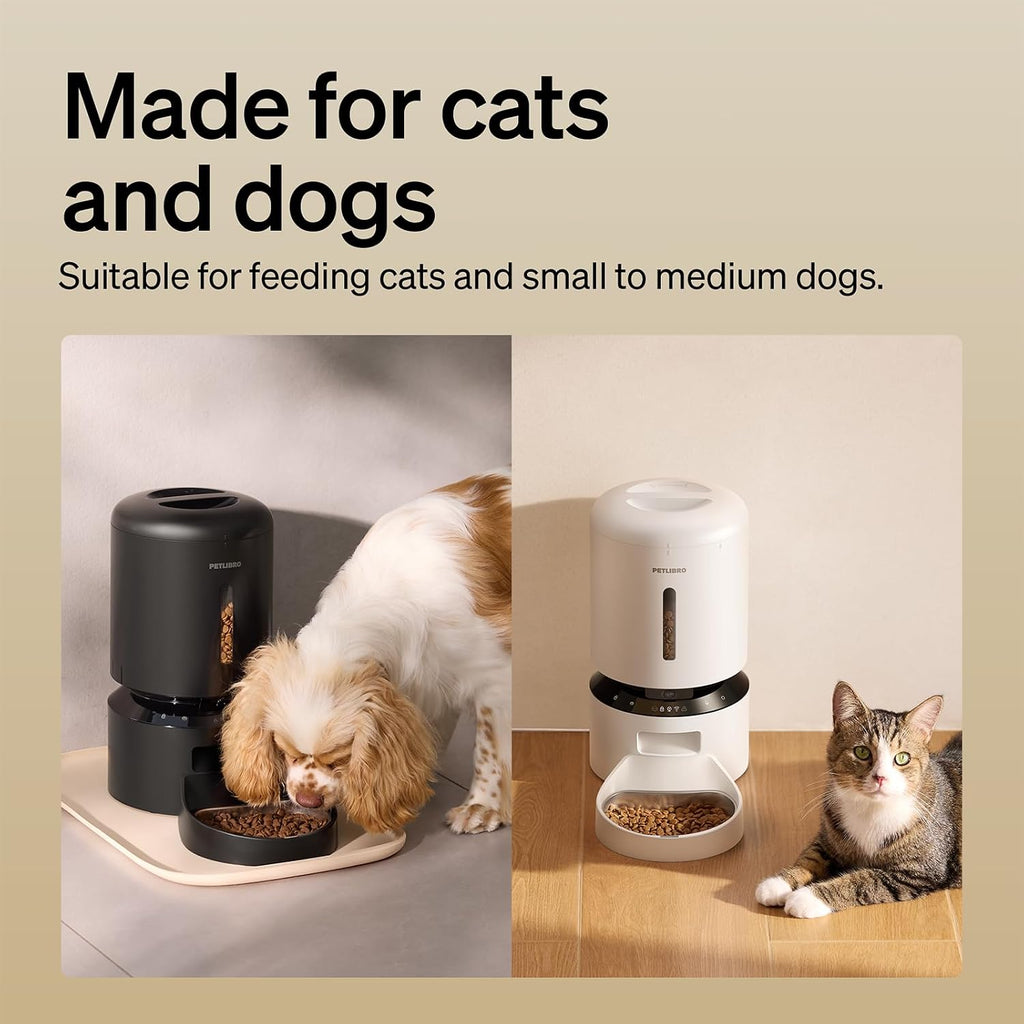 PETLIBRO Automatic Cat Feeder with Camera, 1080P HD & Night Vision, 5GHz/2.4GHz WiFi & Cam Smart Pet Feeder with App Control, 2-Way Audio, Motion Alerts for Cats & Dogs, Stainless Steel Single Tray