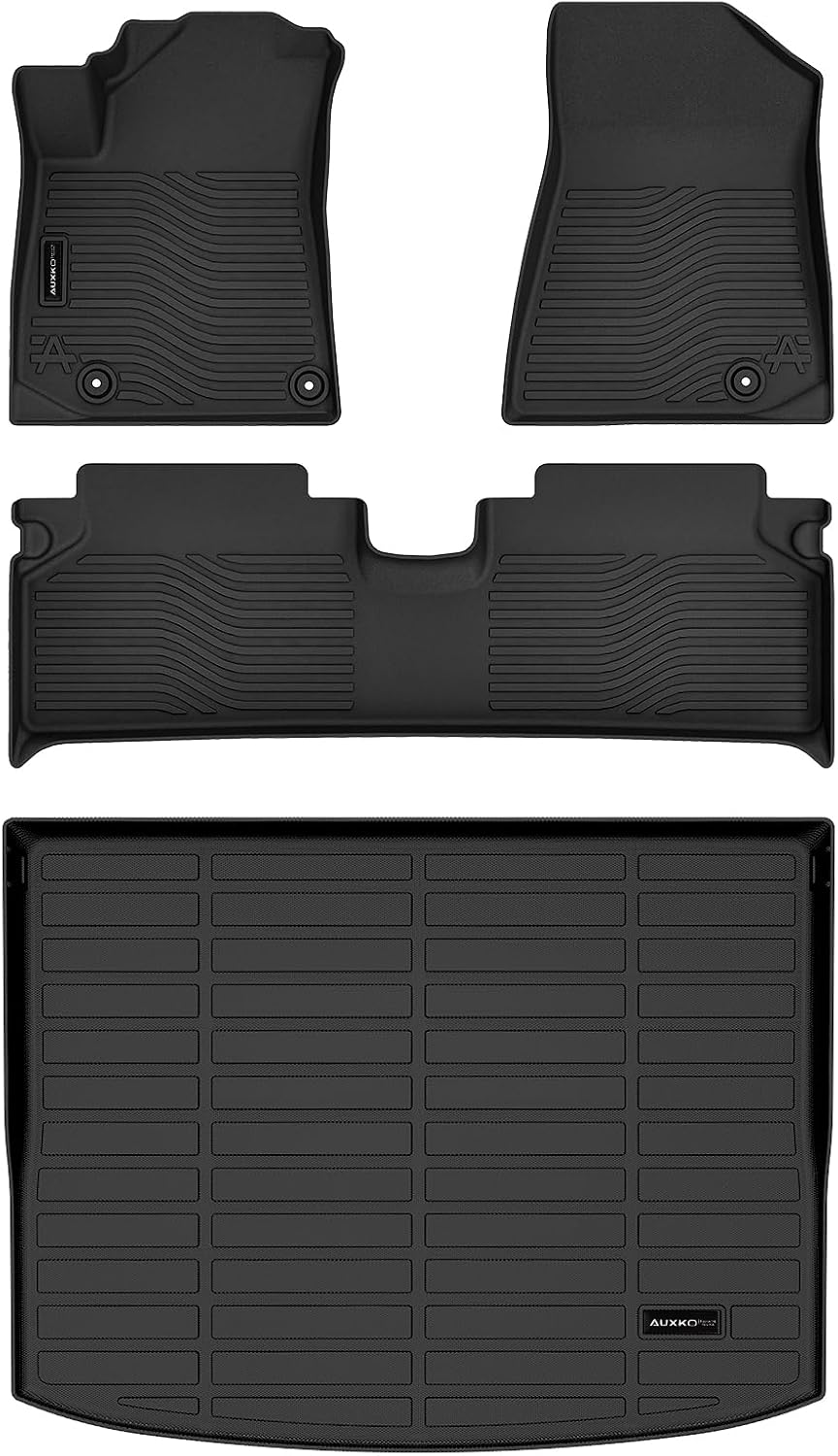 Auxko All Weather Floor Mats Cargo Mat Fit for Kia NIRO EV 2023 2024 2025 2026 TPE Liners NIRO EV Accessories Odorless Anti-Slip Floor Mats Cargo Mat Black