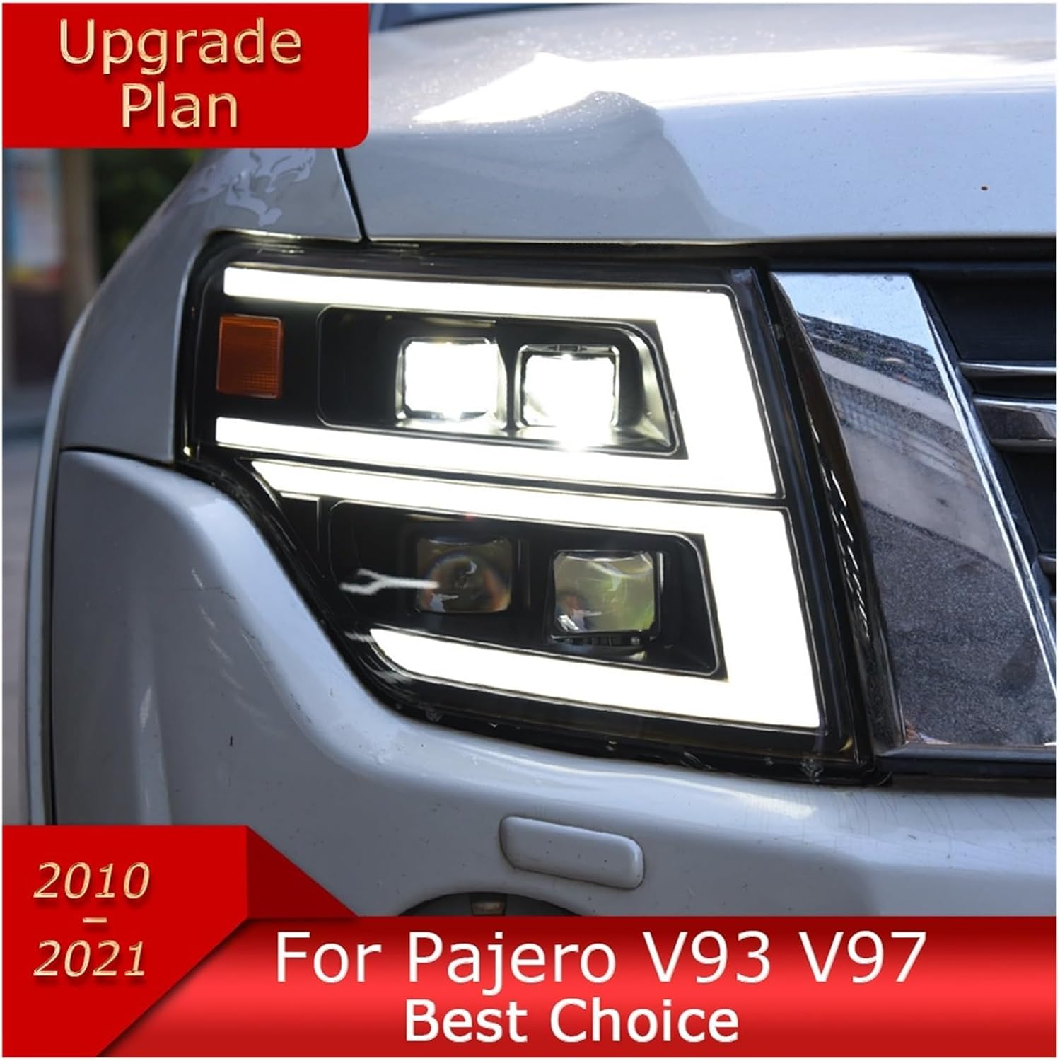 Car Lights Compatible With Pajero V93 V97 Montero 2009-2021 LED Auto Headlight Assembly Upgrade Projector 4 Lens LHD RHD Tool Accessories