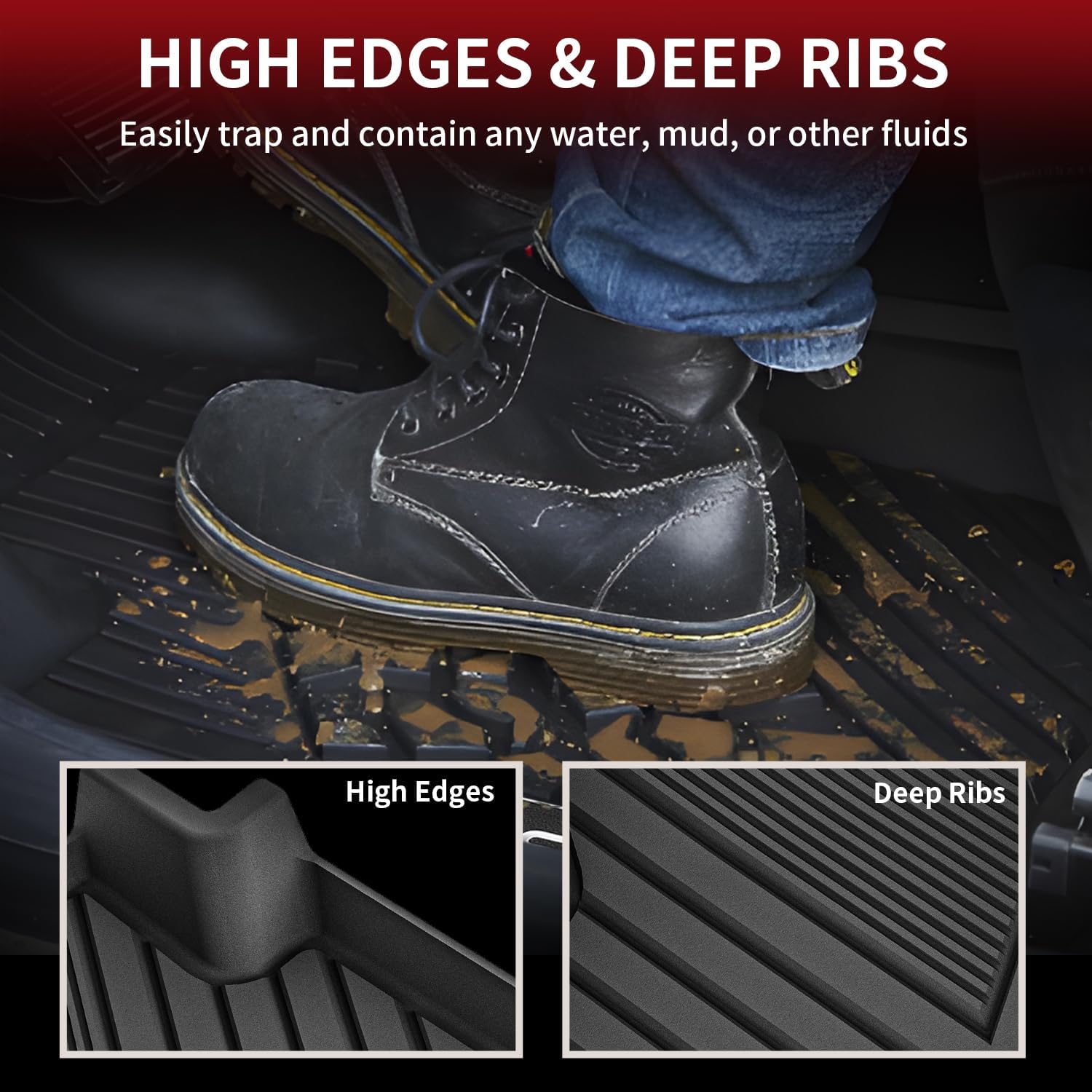LASFIT Floor Mats for Volkswagen VW Tiguan 2018-2024(Fit 5 Seats), All-Weather Protection TPE 1st & 2nd Row Car Liners for VW Tiguan, Easy to Clean, Black