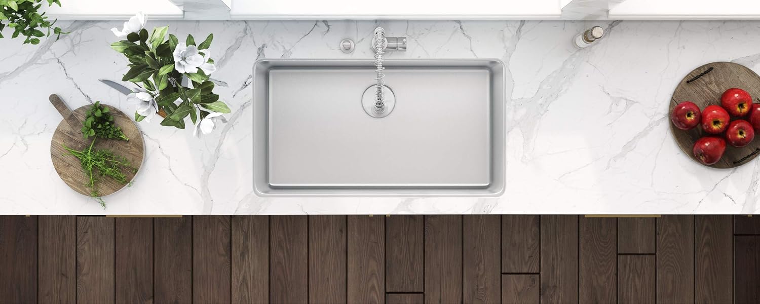 Ruvati 31-inch Undermount Kitchen Sink - 16 Gauge Stainless Steel kitchen Sink Single Bowl with Brushed Finish hides scratches, Easy-to-Clean Undermount Sinks - RVM5931