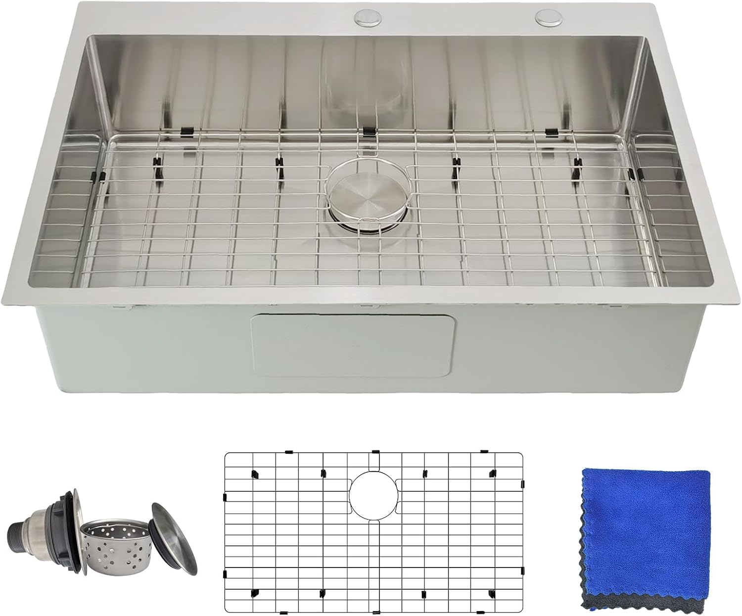 33x22 Drop In Kitchen Sink - Delironexu 16 Gauge Top Mount Stainless Steel Kitchen Sink, 33 Inch Deep Single Bowl kitchen Sinks with 3-Piece Accessories
