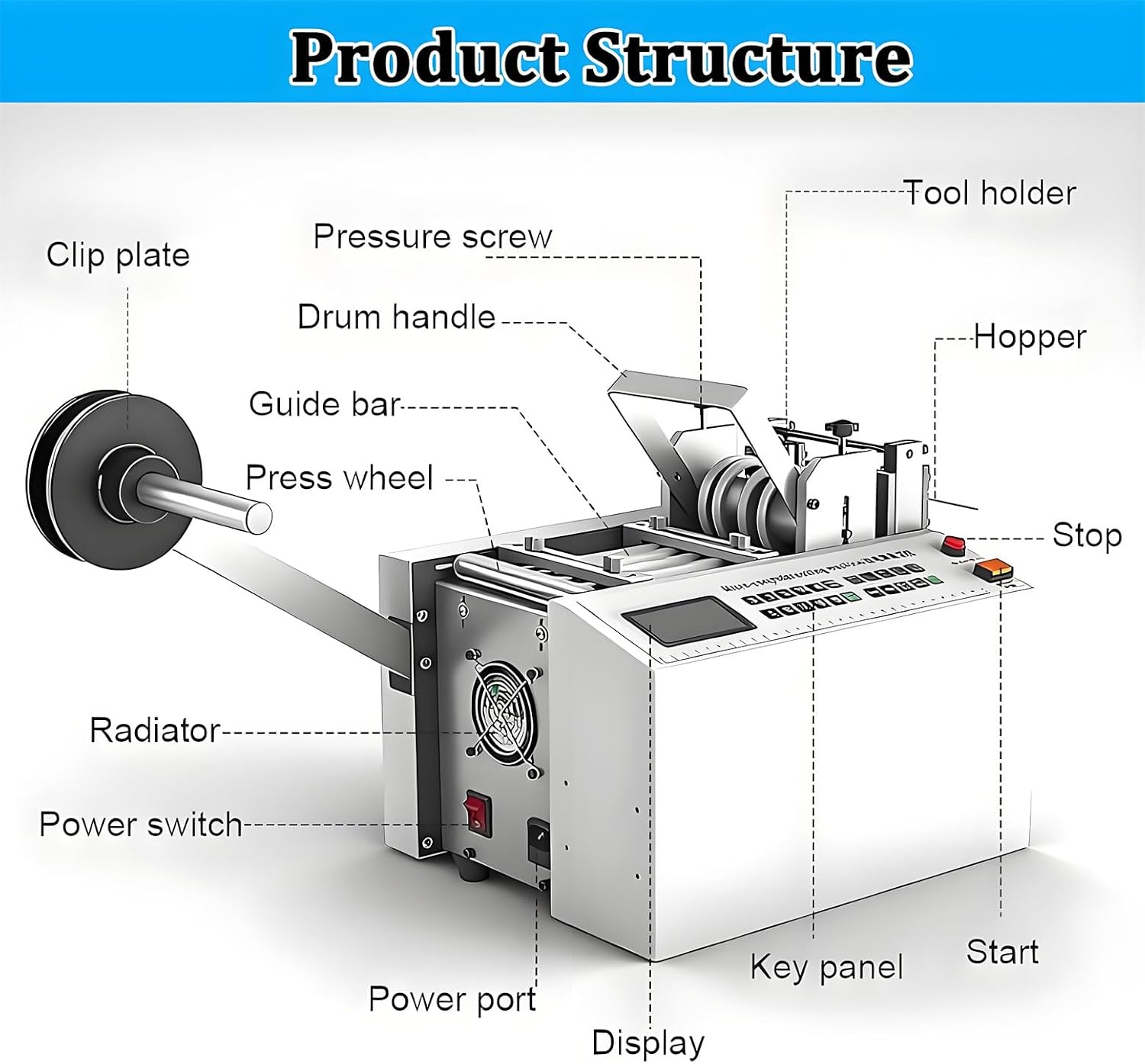 Digital Display Heat-Shrink Tube Cutting Machine, Electric Tube Cold Cutting Machine, Tube Cable Pipe Cutter Cutting Machine,for Sleeve, Rubber/Plastic Tube