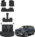 Auxko All Weather Floor Mats Cargo Mat with Backrest Mat for Kia Telluride 7&8 Seats 2020-2025 TPE Liners Accessories Guard Odorless Anti-Slip Floor Liners & Trunk Liner with Back Seat Protectors