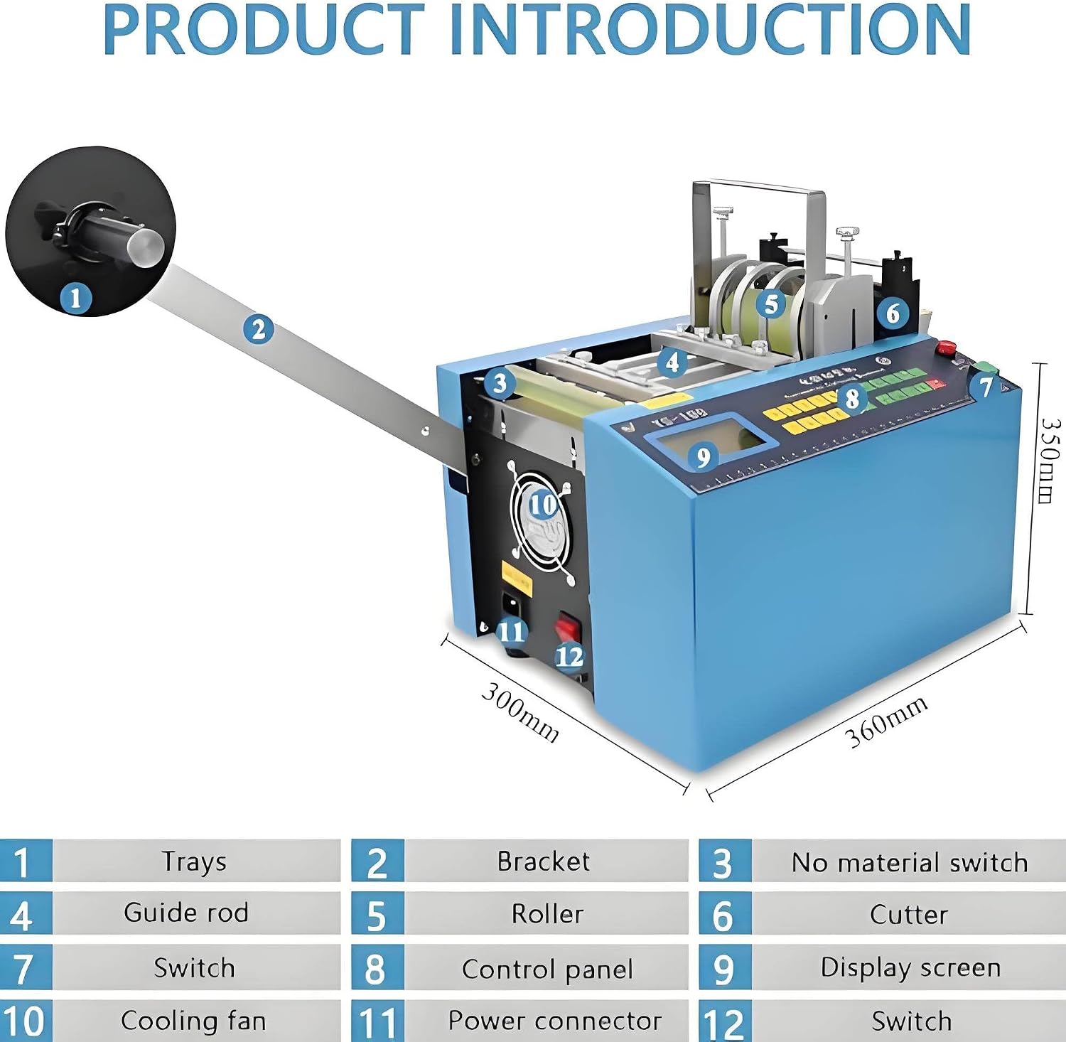 Auto PVC Heat-Shrink Tube Cable Pipe Cutter Cutting Machine Cut Width100mm, 250W Electric Tube Cable Pipe Cutter with Micro Computer Control, for Sleeve Rubber/Plastic Tube