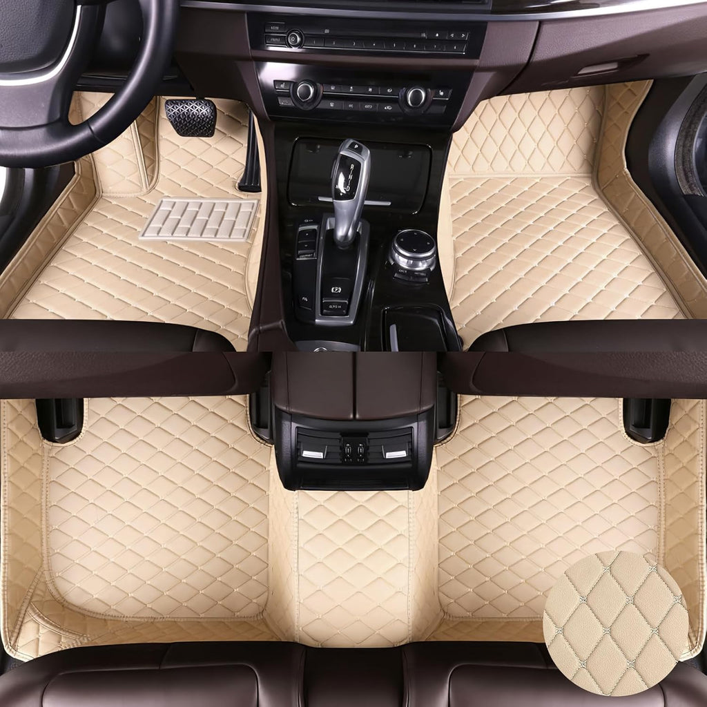 Car Floor Mats for Nissan Murano 2015-2019, Leather Luxury Floor Liner All Weather Protection Carpet. (Full Set/Cream Color)