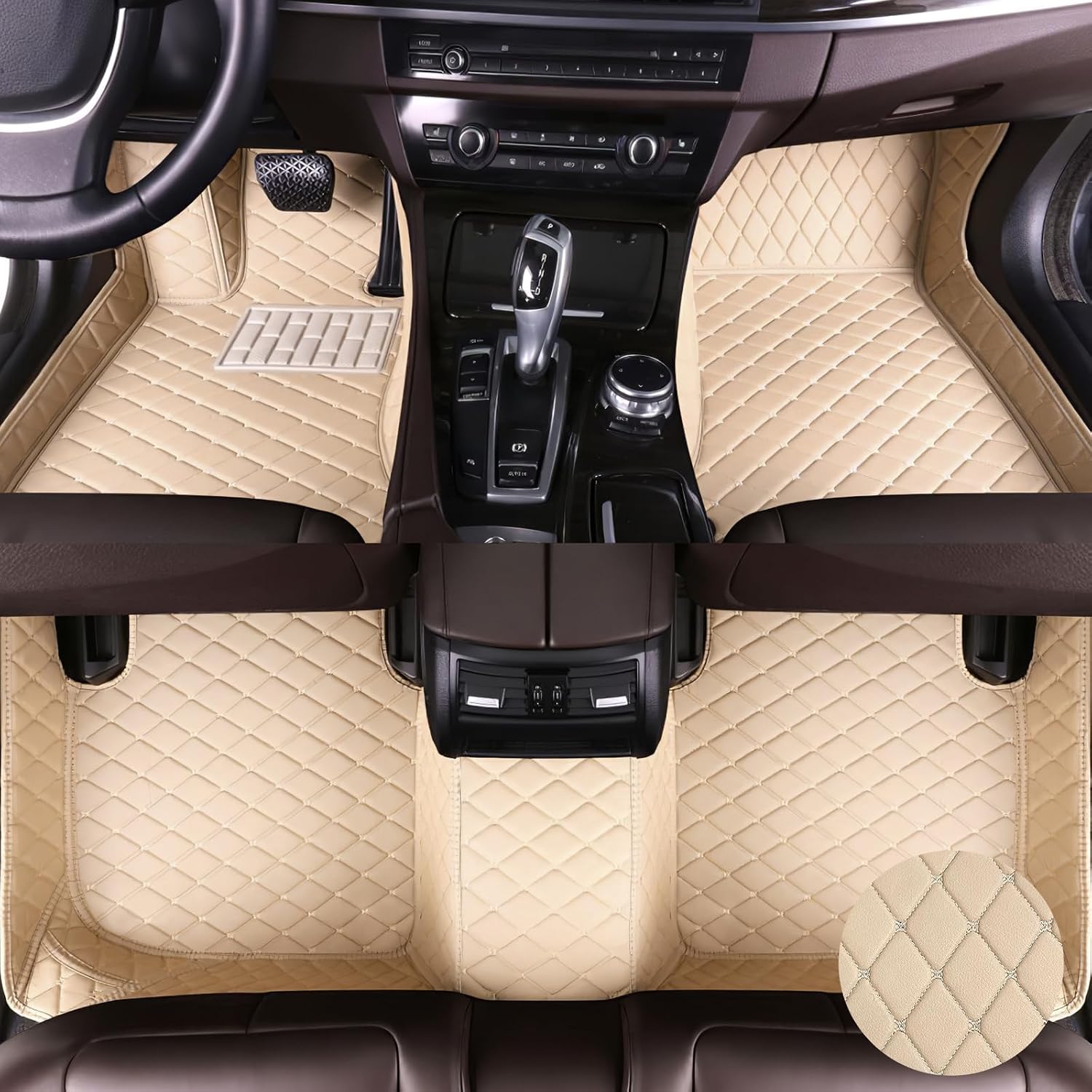 Car Floor Mats for Nissan Murano 2015-2019, Leather Luxury Floor Liner All Weather Protection Carpet. (Full Set/Cream Color)