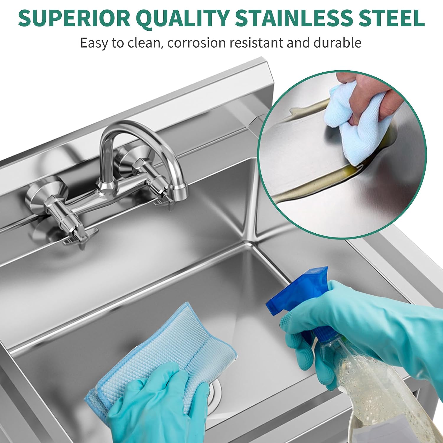 YITAHOME 29in Utility Kitchen Sink Free Standing Single Bowl with Pipe NSF Stainless Steel Commercial Sink for Laundry Room Bathroom Farmhouse Garage Indoor Outdoor