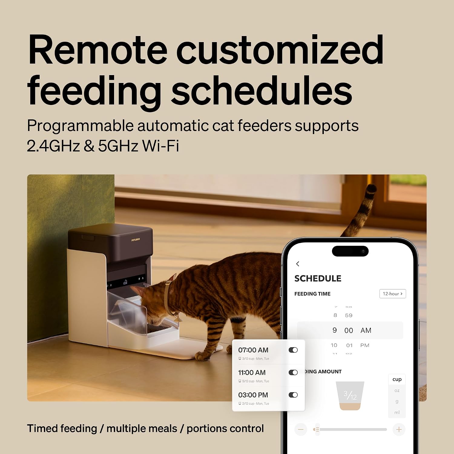 PETLIBRO RFID Multiple Cats Feeder 2 Packs, Tag Activated Exclusive Meals, 5G&2.4G Wi-Fi Auto Food Dispenser for Pets with Different Diets and Stop Food Stealing
