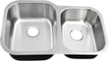 32 Inch Undermount Double Bowl 60/40 Kitchen Sink 18 Gauge Stainless Steel Curved Shape Brushed Nickel Sink 32' x 20' x 9' (Sink Only)