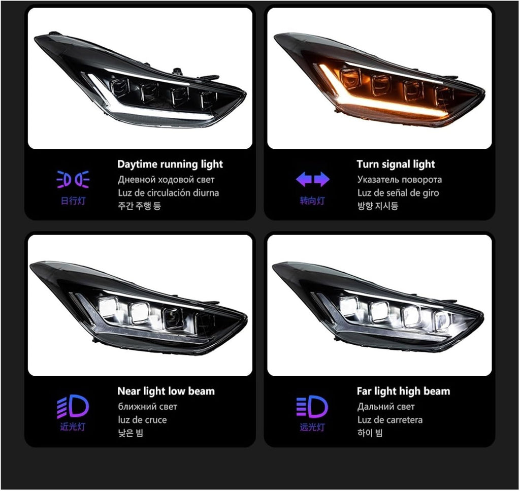 Car Lights Compatible With Elantra 2012-2016 LED Auto Headlights Assembly Century Version Projector 4 Lens Frontlight Accessories Upgrade