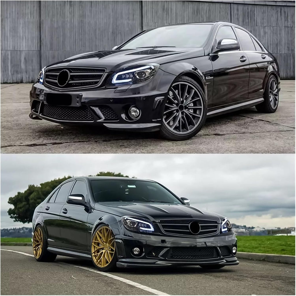 Car Lights Compatible With Mercedes Benz C Class S204 W204 2007-2011 Headlight Assembly Pair Front Headlights GT Style Headlamp Smoked