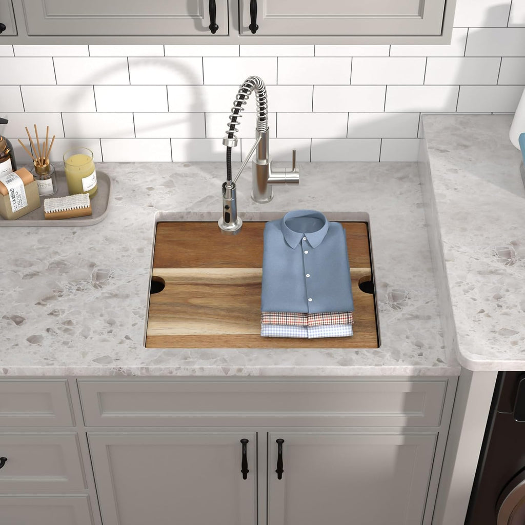 12' Deep Undermount Laundry Sink - 21'x18'x12' Workstation Stainless Steel Utility Sink 16 Gauge Single Bowl Sinks for Kitchen, Laundry, and Outdoor #TLU-0022