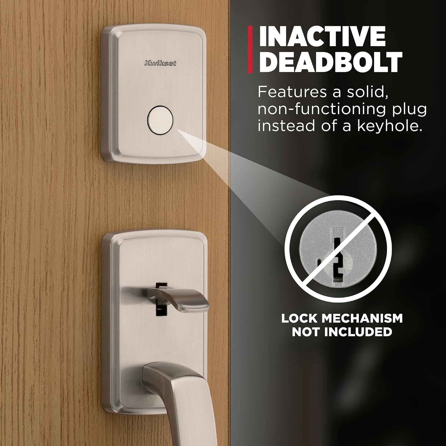 Kwikset Brentford Front Door Lock Handle and Deadbolt Set, Dummy Handleset Exterior with Interior Door Knob, Secure Locking Deadbolt, Satin Nickel